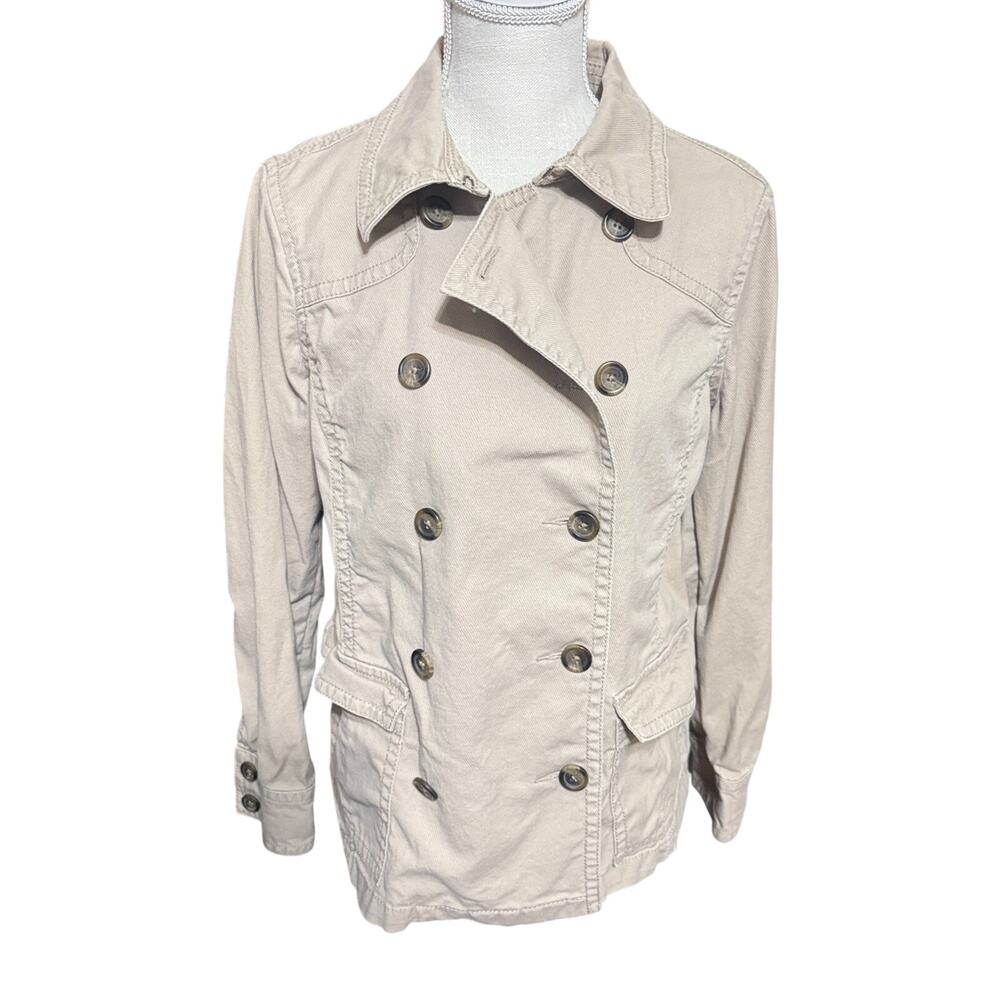 LIZ CLAIBORNE Womens Jacket Utility Safari‎ double breasted khaki tan M military